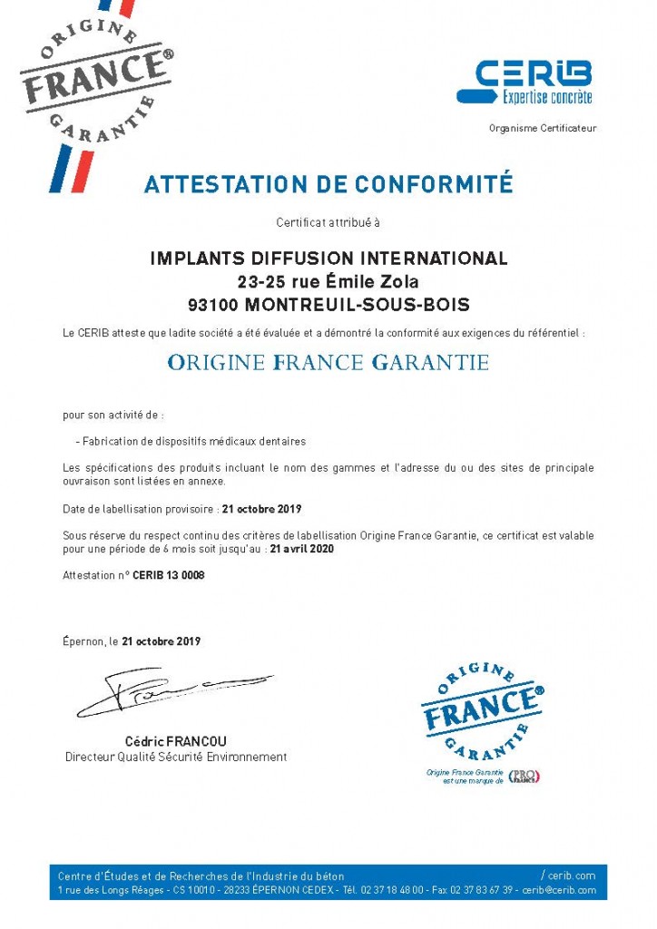 Certificat CERIB_OFG_IMPLANTS DIFFUSION INTERNATIONAL_BD_Page_1